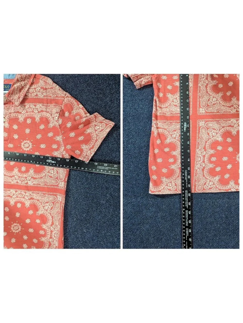 Polo Ralph Lauren Bandana Print Polo Shirt Youth M 10-12 Red Paisley Tee 16x22
